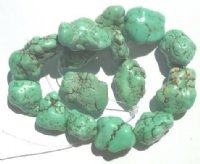 16 inch strand of 35x15mm Stabilized Green Turquoise Nuggets